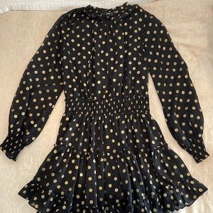 Black and Gold Polka Dot Mini Dress